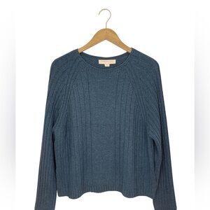 Carolyn Taylor For By Design Essentials Women's Size Large Blue Ribbed Sweater.
